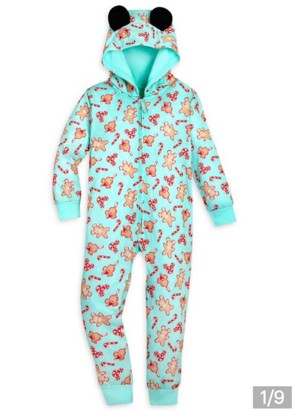 Women's Mint Gingerbread Print One-Piece Pajamas